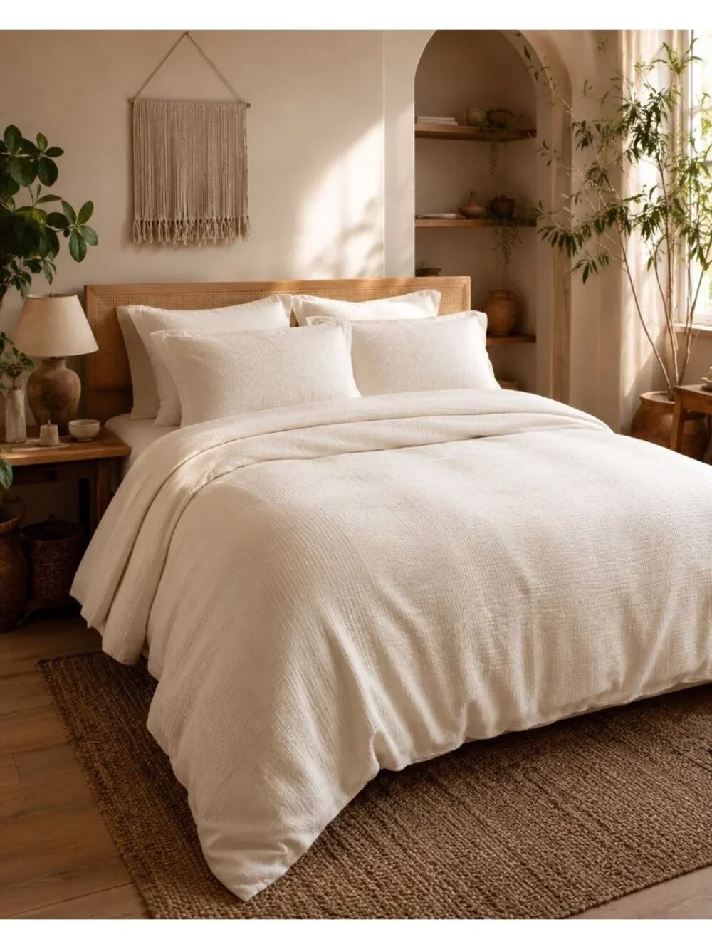 S25 | Quince Organic Luxe Honeycomb Duvet Cover King Cal King Undyed NWT